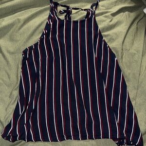 Hollister Navy and Red Striped Tank Top